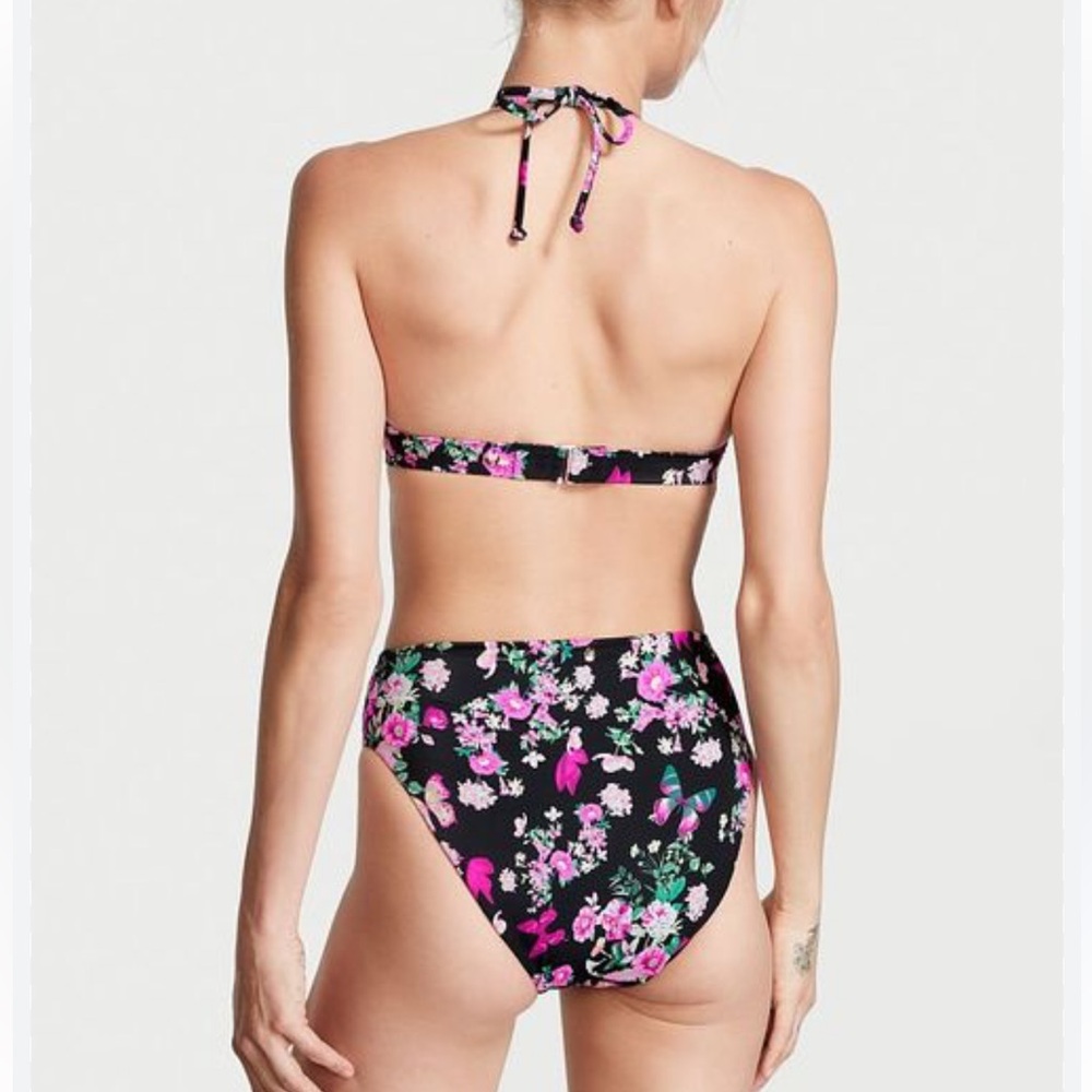 Victoria's Secret Set Bombshell Swim Bikini Bra/Bottom black floral size L 36B - Picture 5 of 15